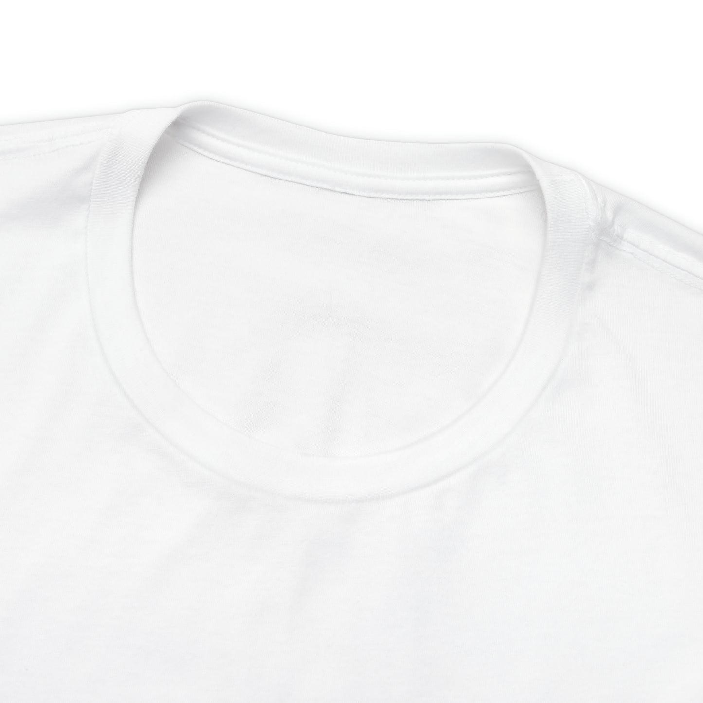 White T-shirt, neck detail, front side