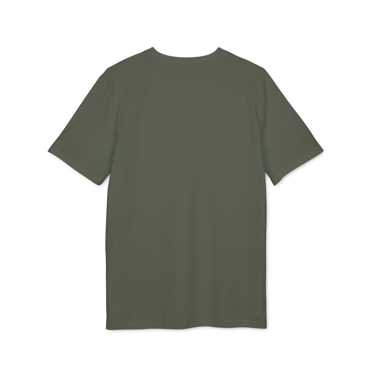 back side of a green t-shirt with no print