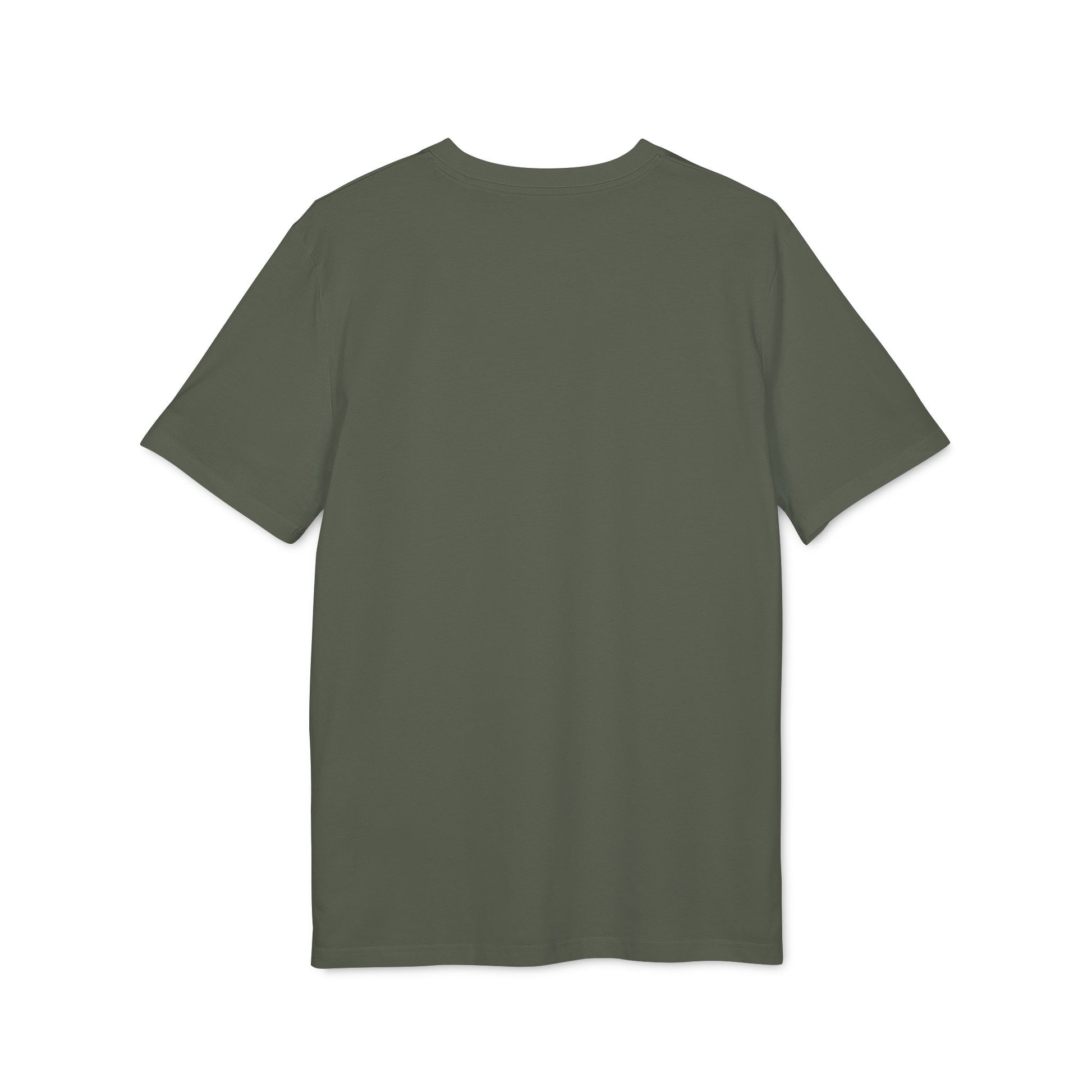 back side of a green t-shirt with no print