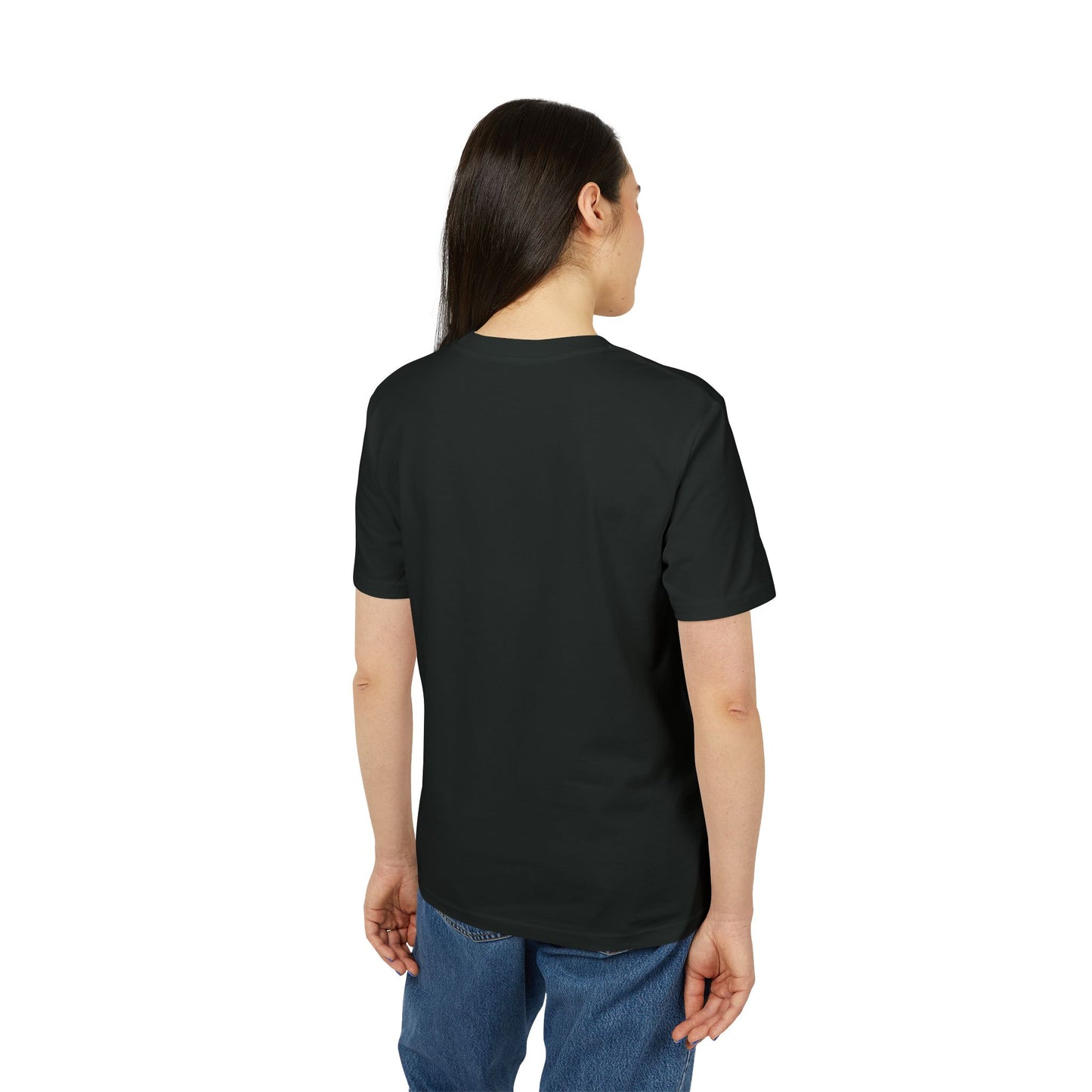 back side of a black t-shirt