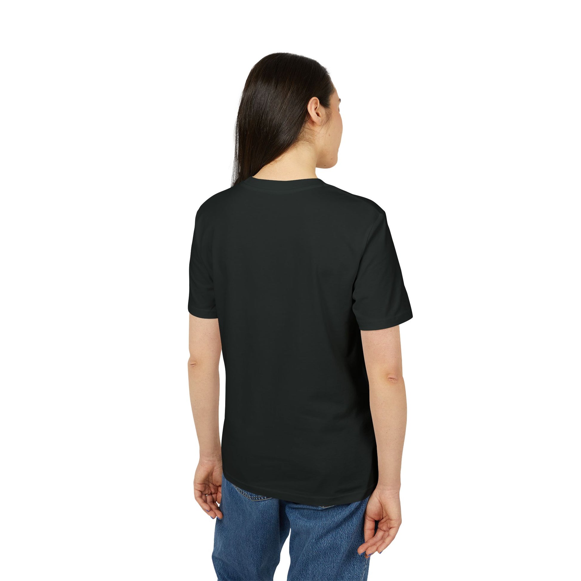 back side of a black t-shirt