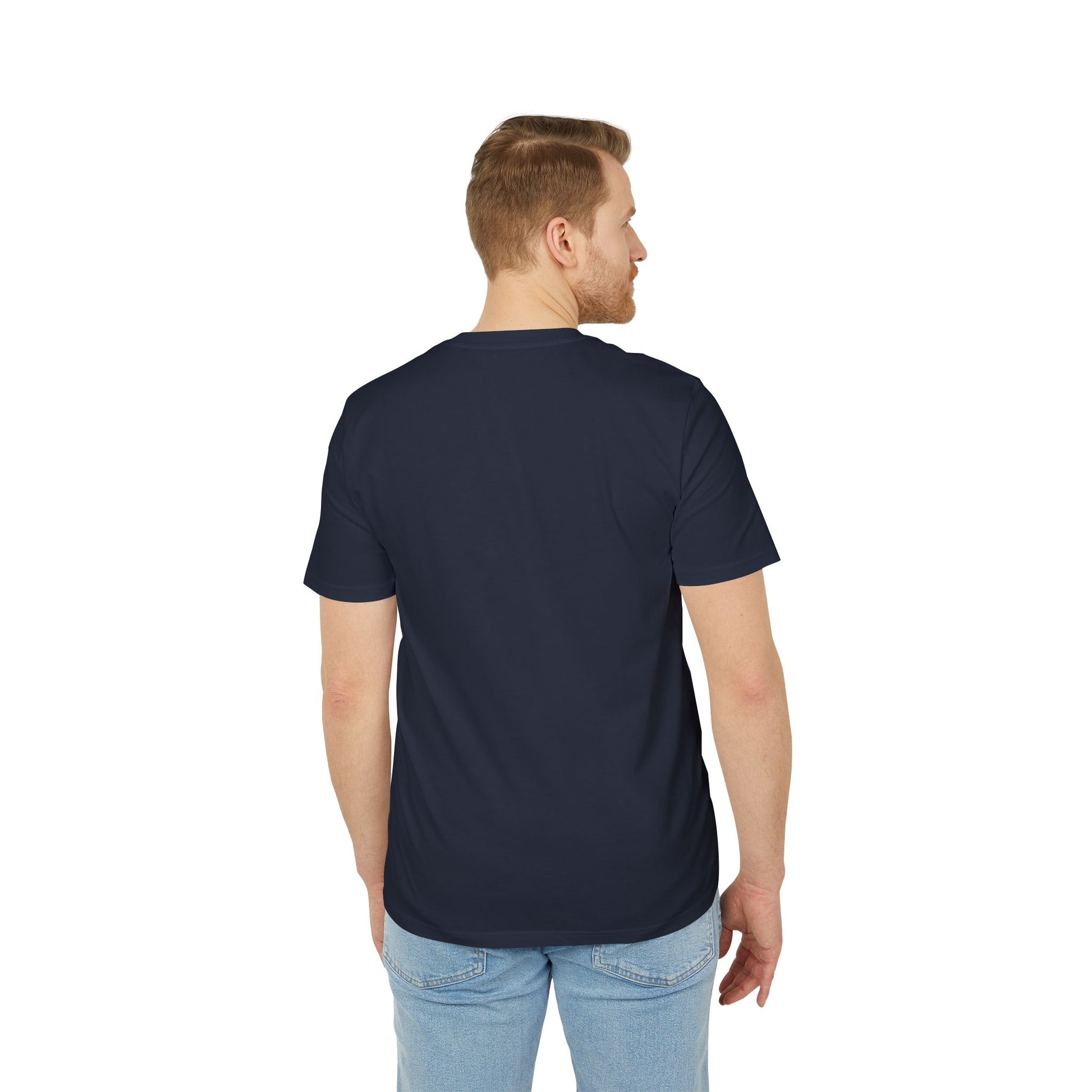 back side of a royal blue t-shirt no design