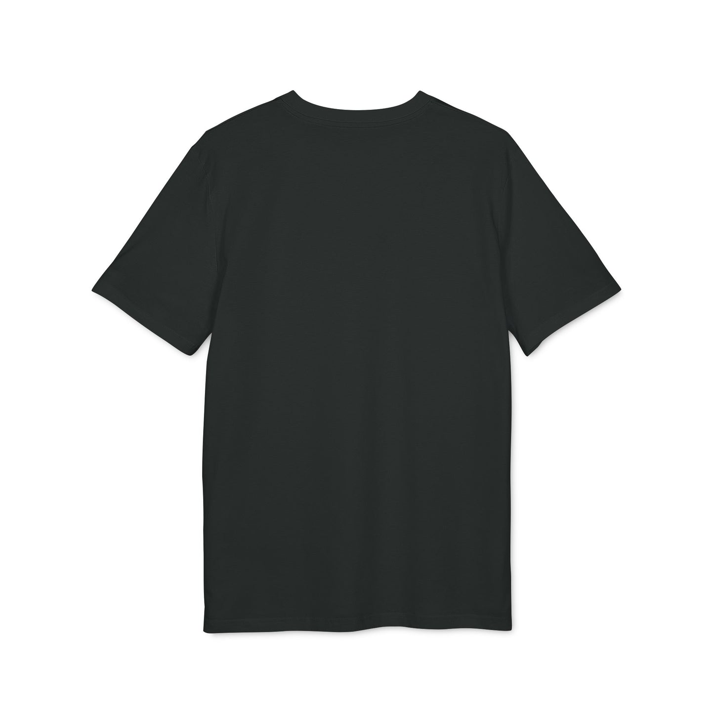 back side of a black t-shirt with no print