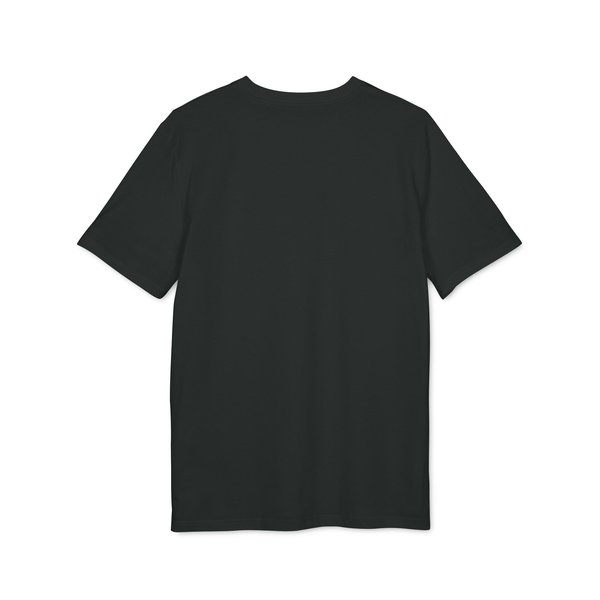 back side of a black t-shirt with no print