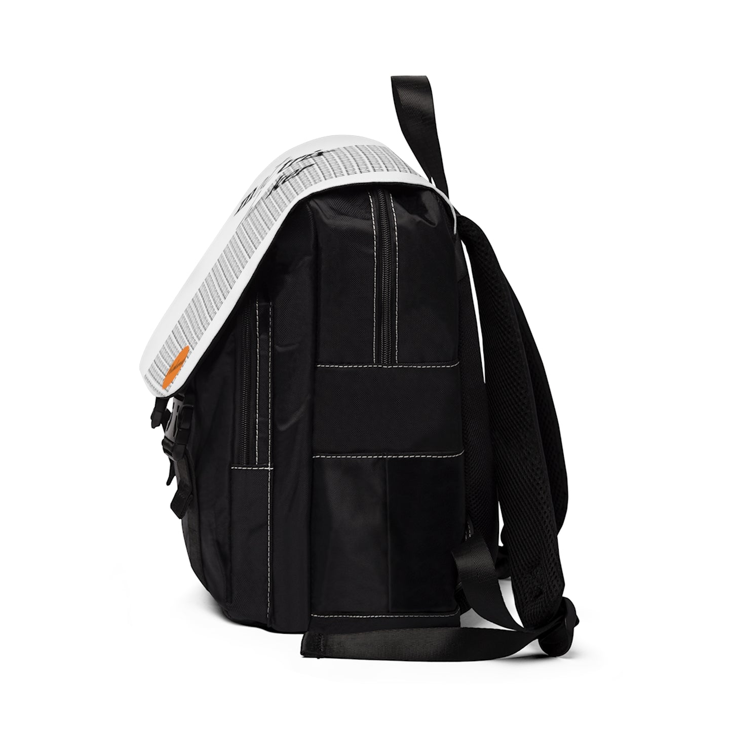 black and white backpack