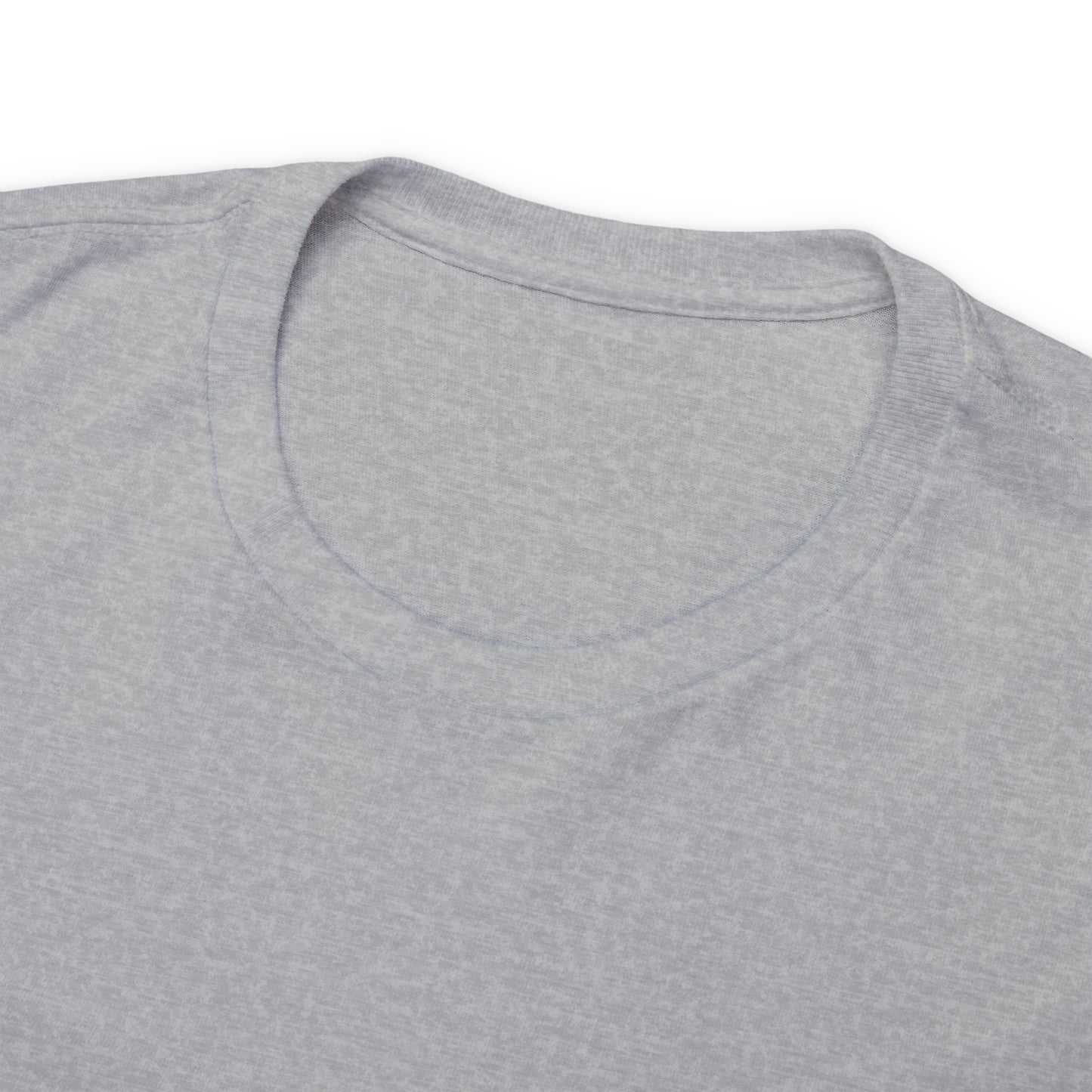 Detail of the neck, from a grey T-shirt