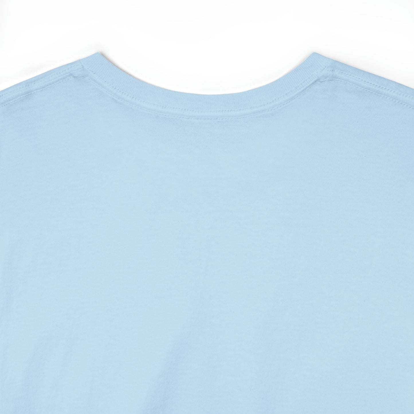 light blue T-shirt, back side