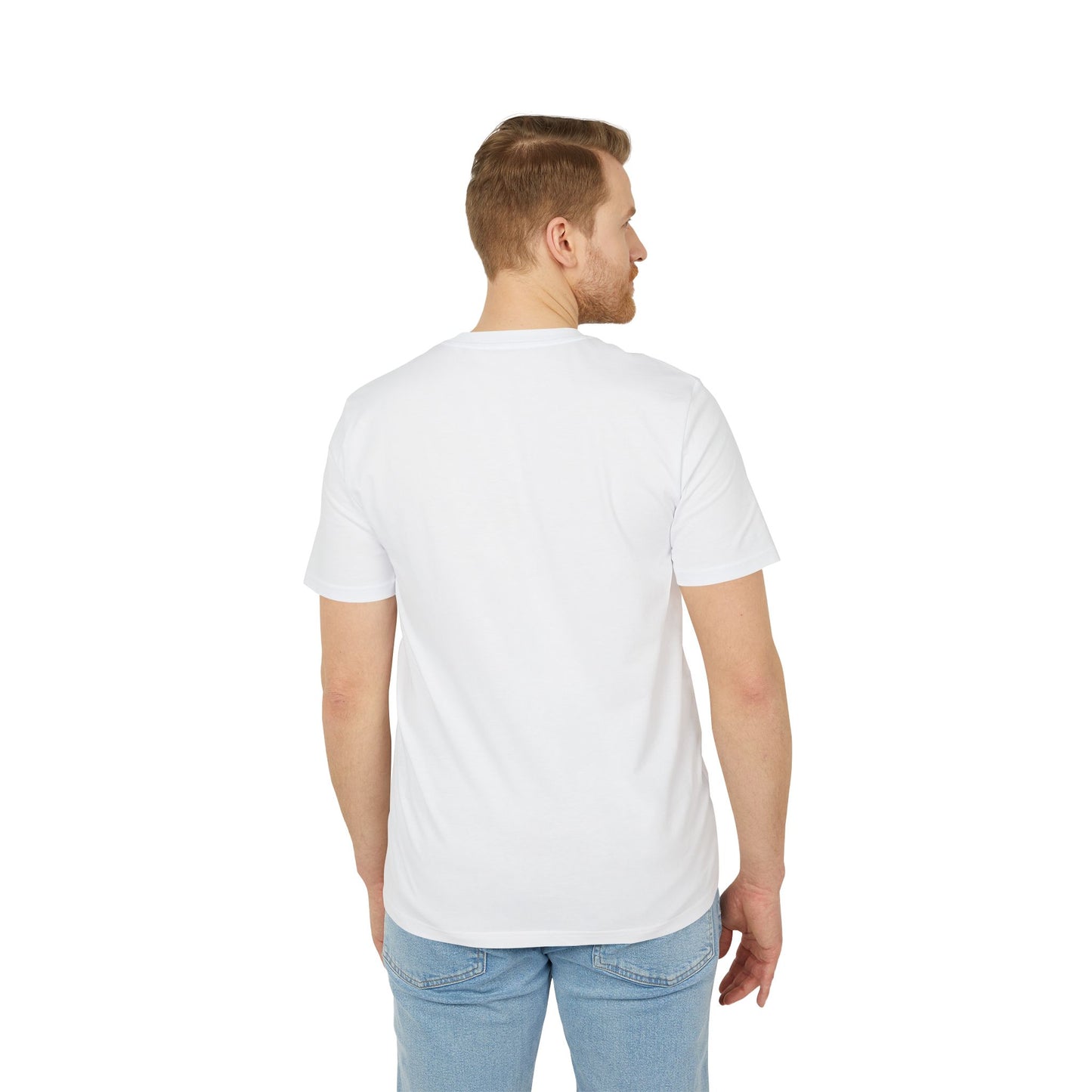 man wearing a white t-shirt