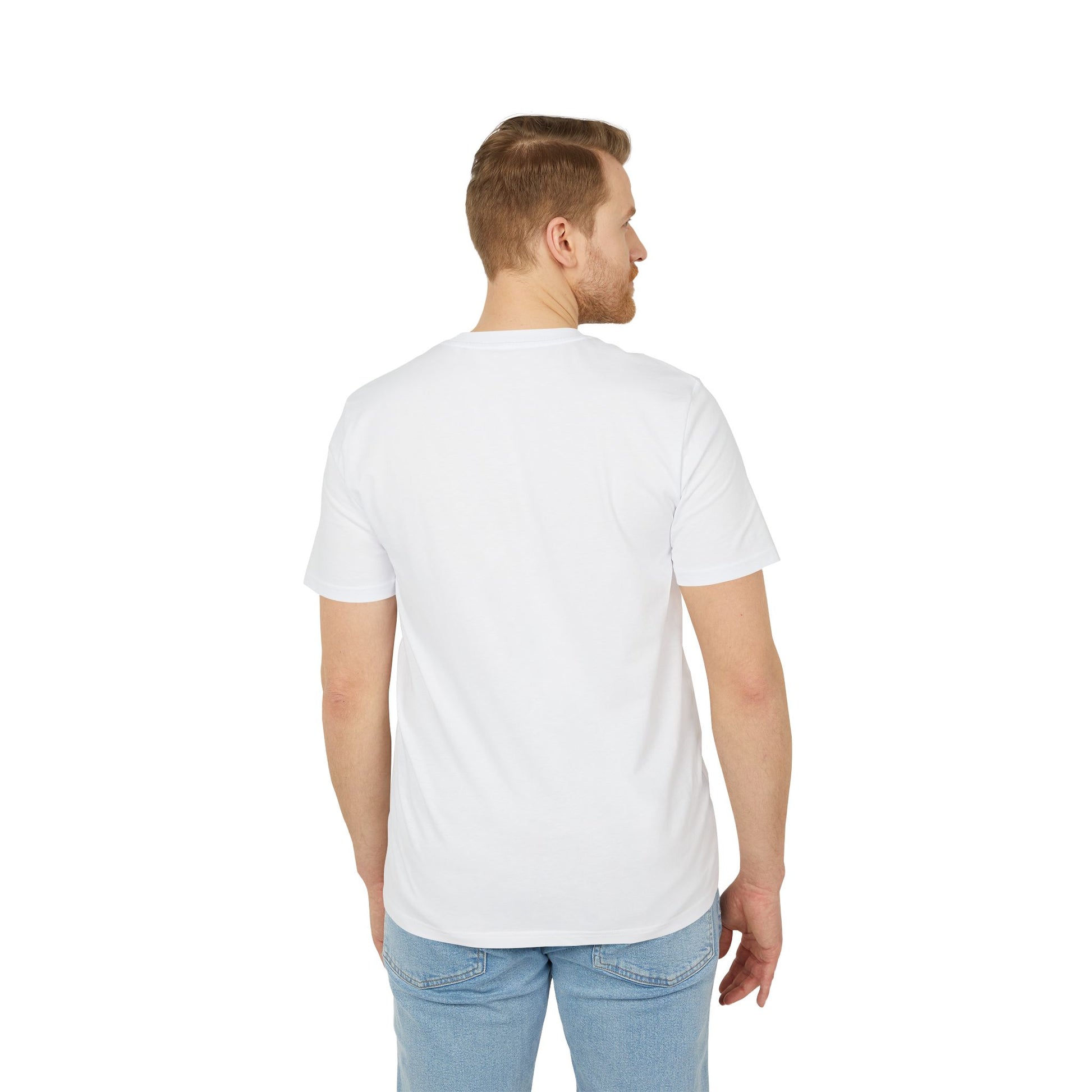 man wearing a white t-shirt