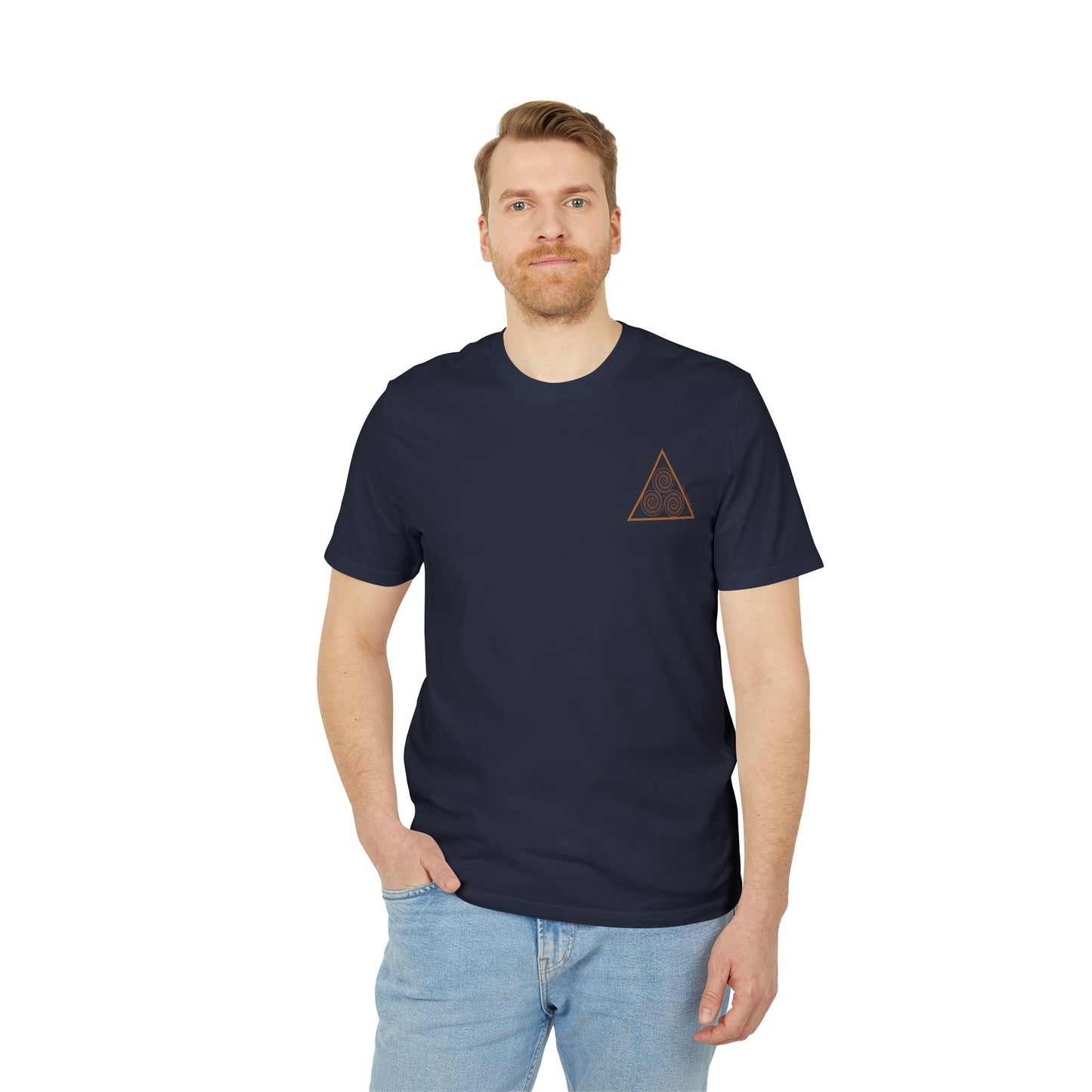 royal blue t-shirt with acred geometry print