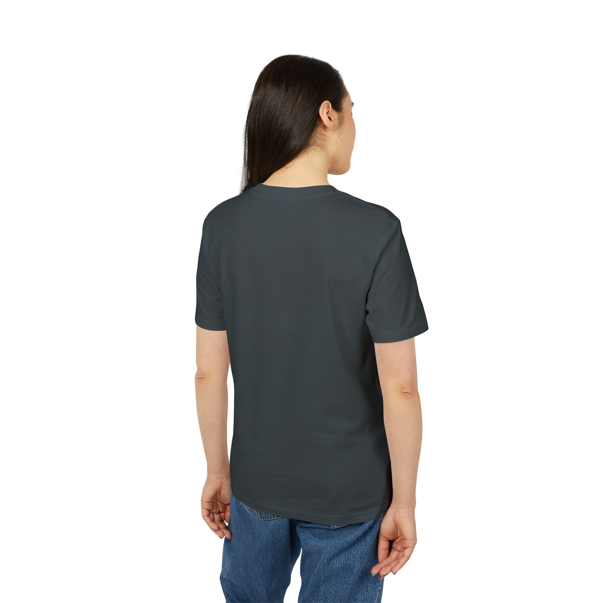 woman back with a black t-shirt