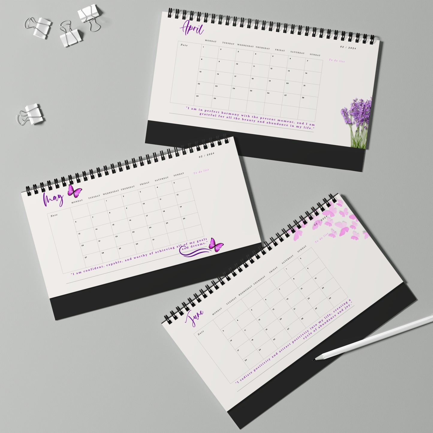 Desk Calendar with positive affirmations. Motivational calendar 2024