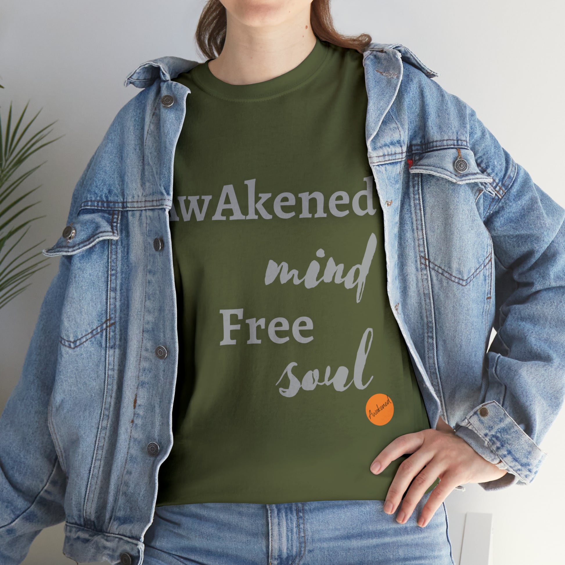 awakened mind military green T-shirt