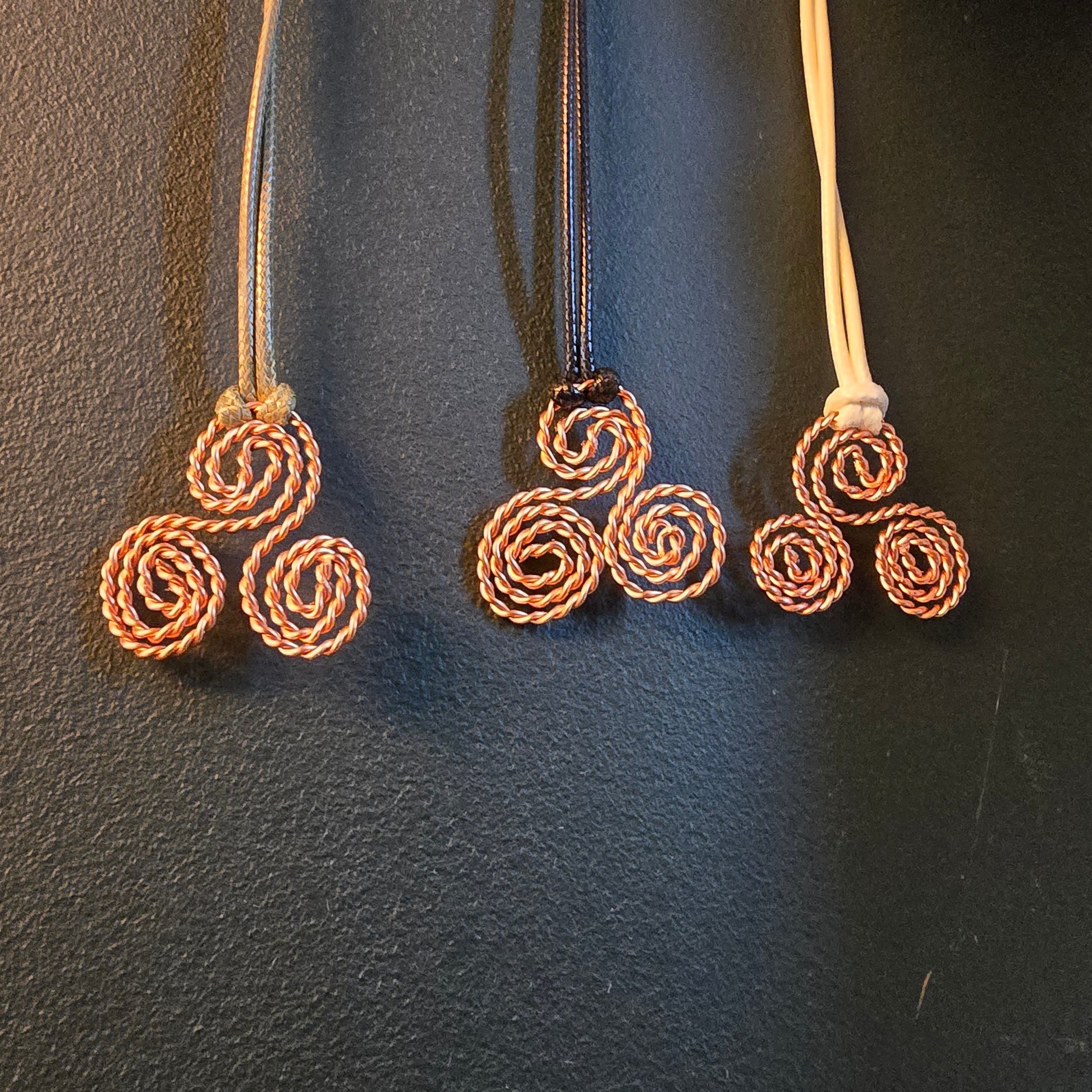 triskelion necklace with double wired copper