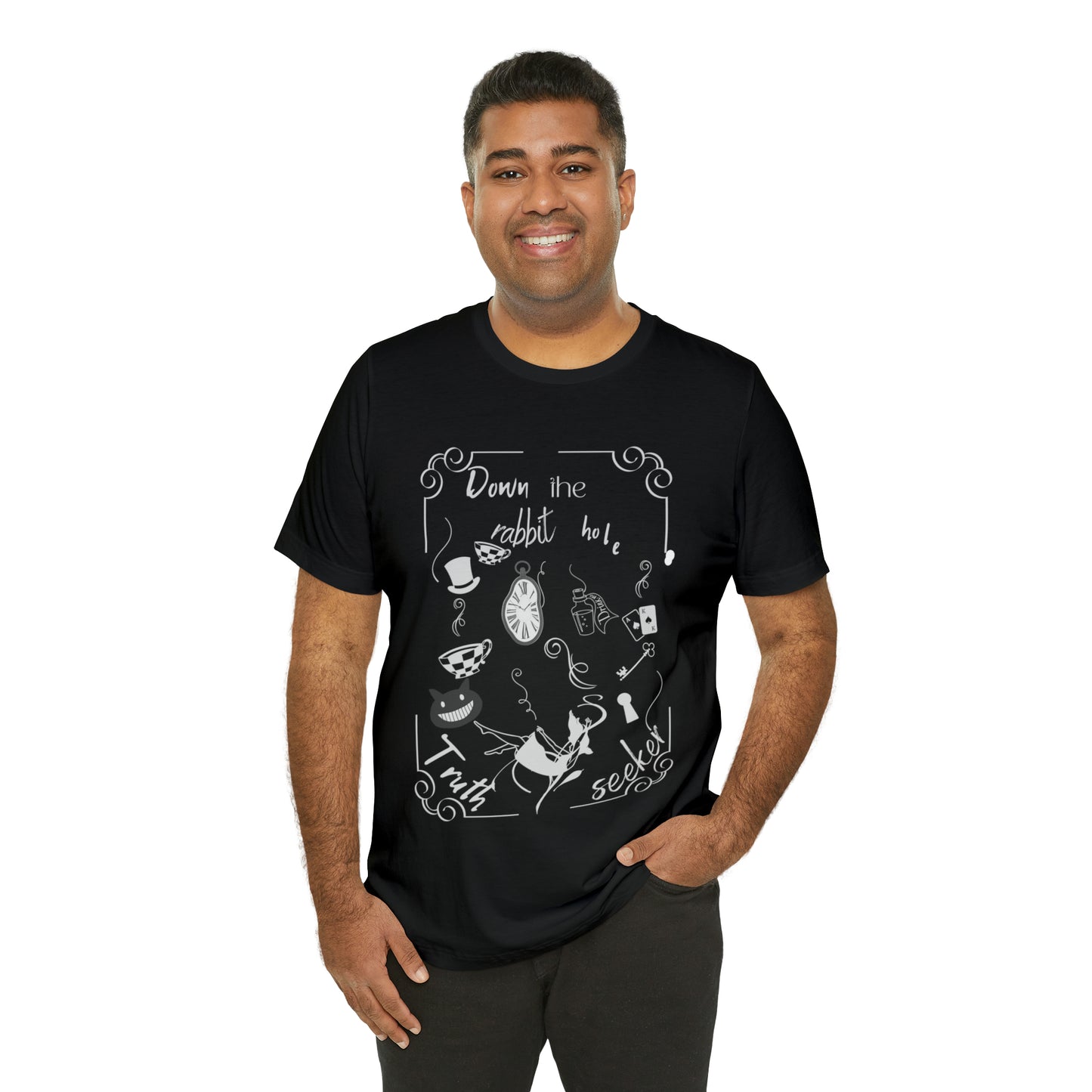 T-shirt with print "Truth seeker" and Alice in Wonderland