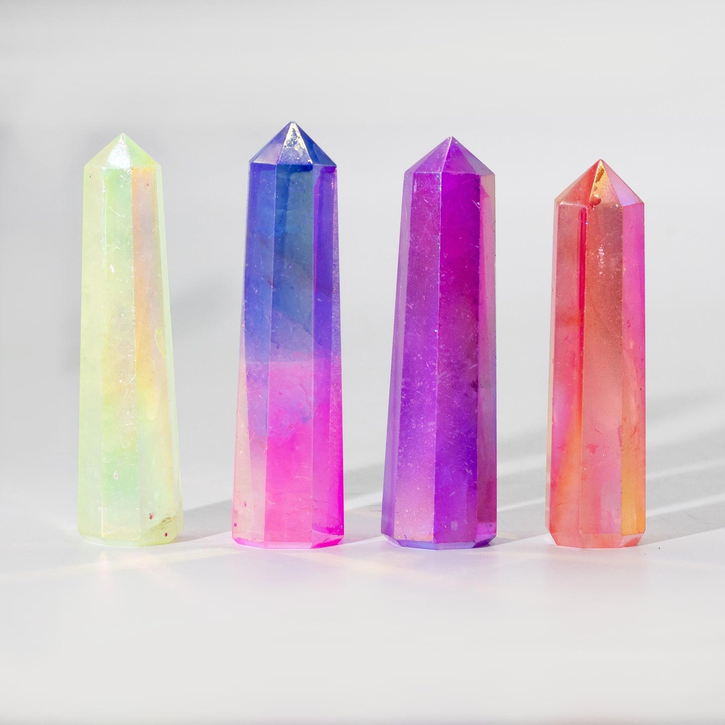Aurora Quartz crystal point tower peach