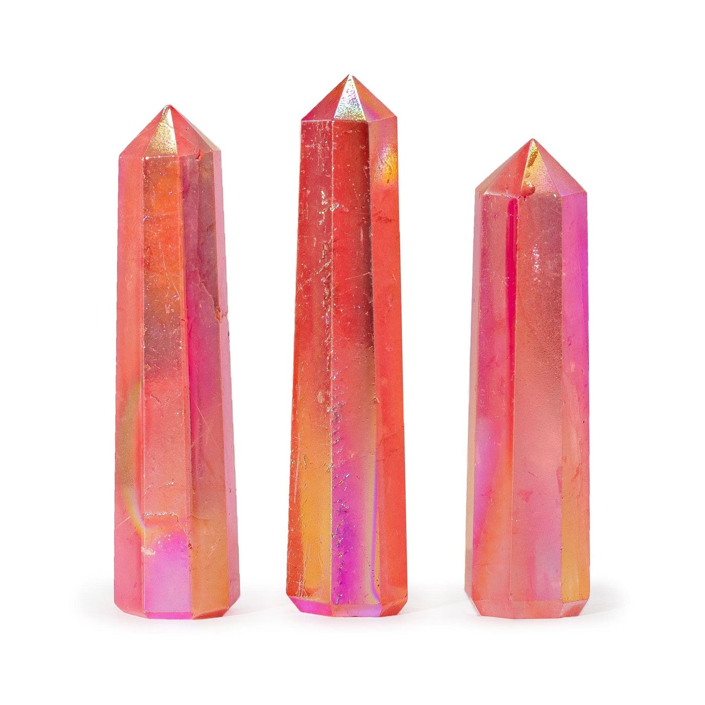 Aurora Quartz crystal point tower peach