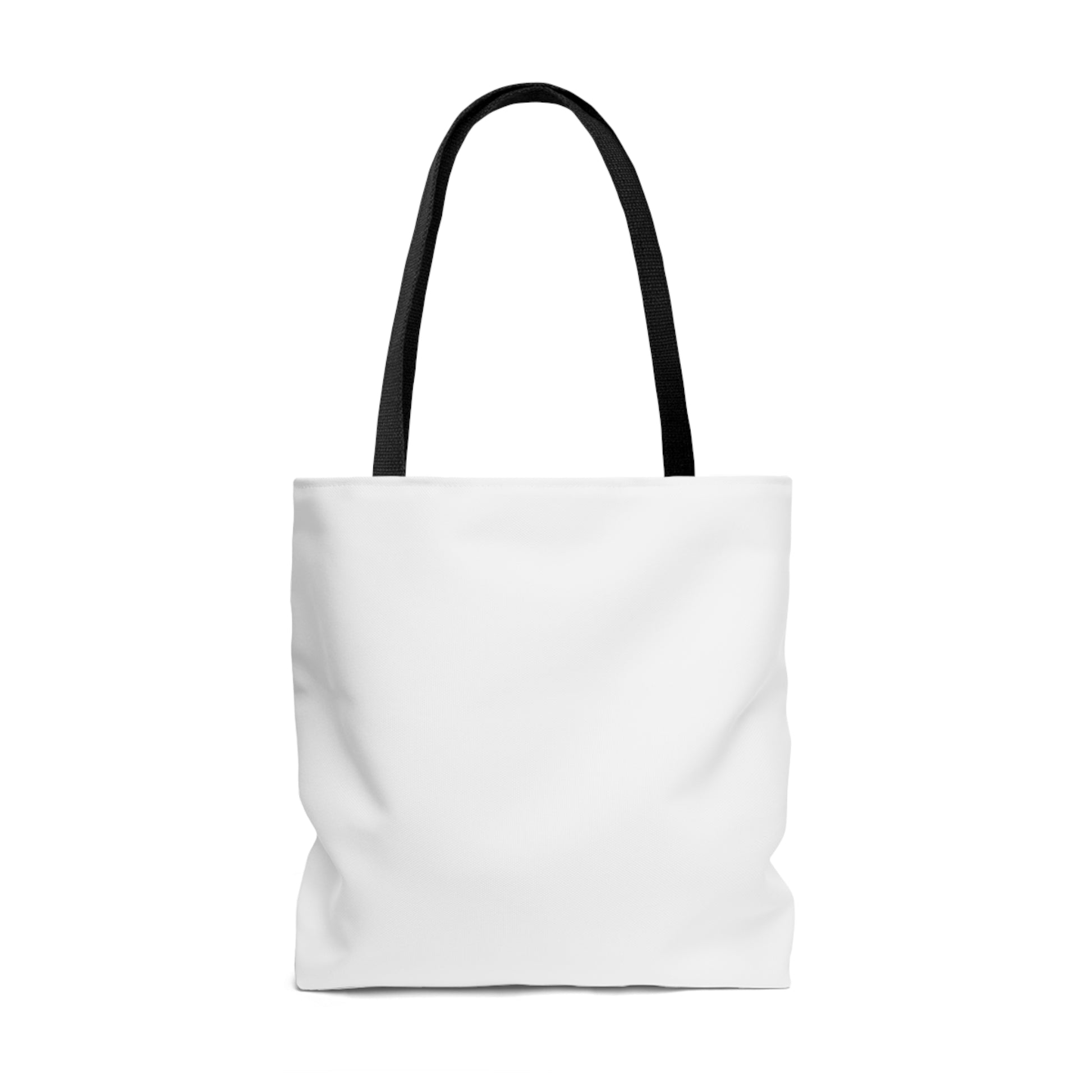 Back side of a white tote bag