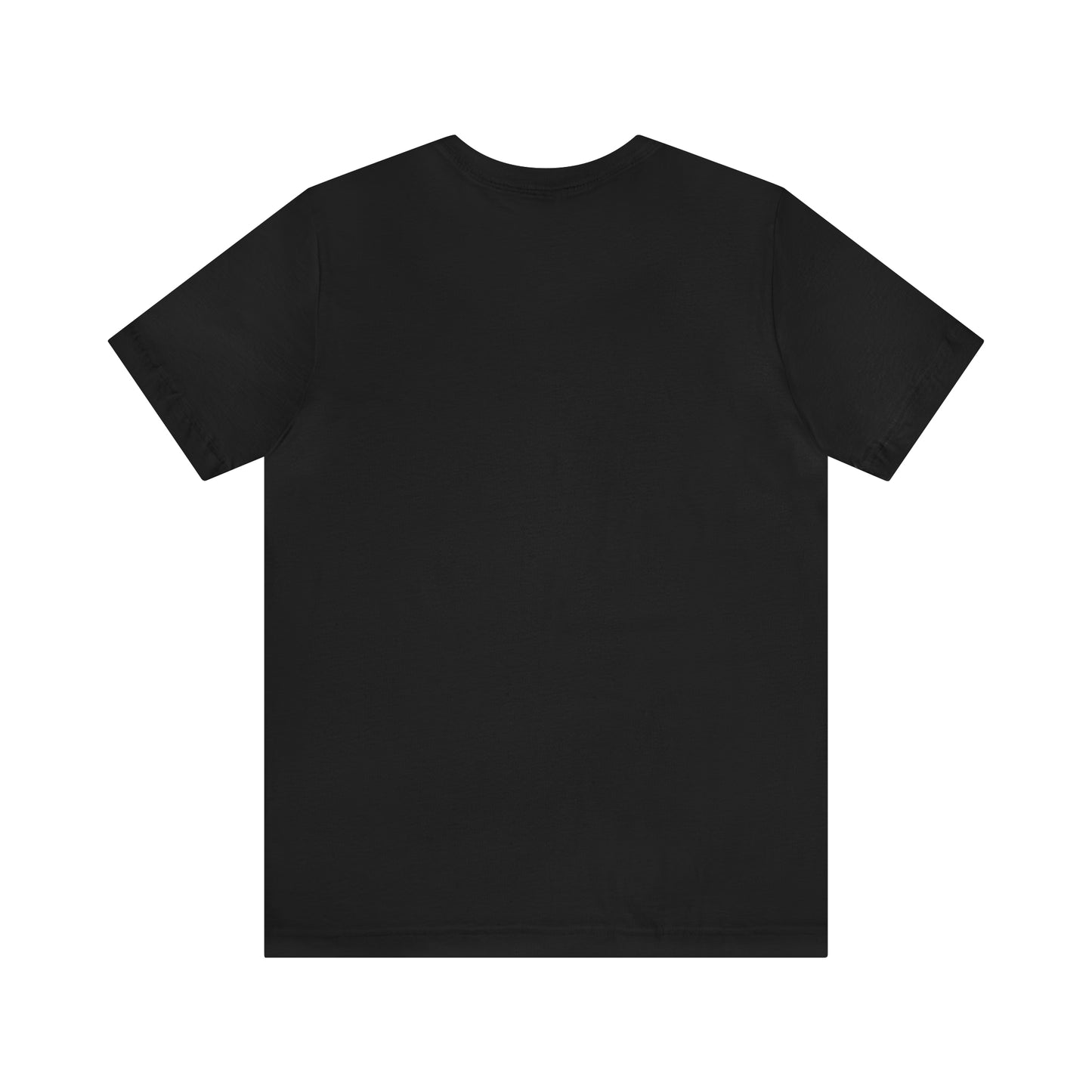 back side of a black T-shirt with no print