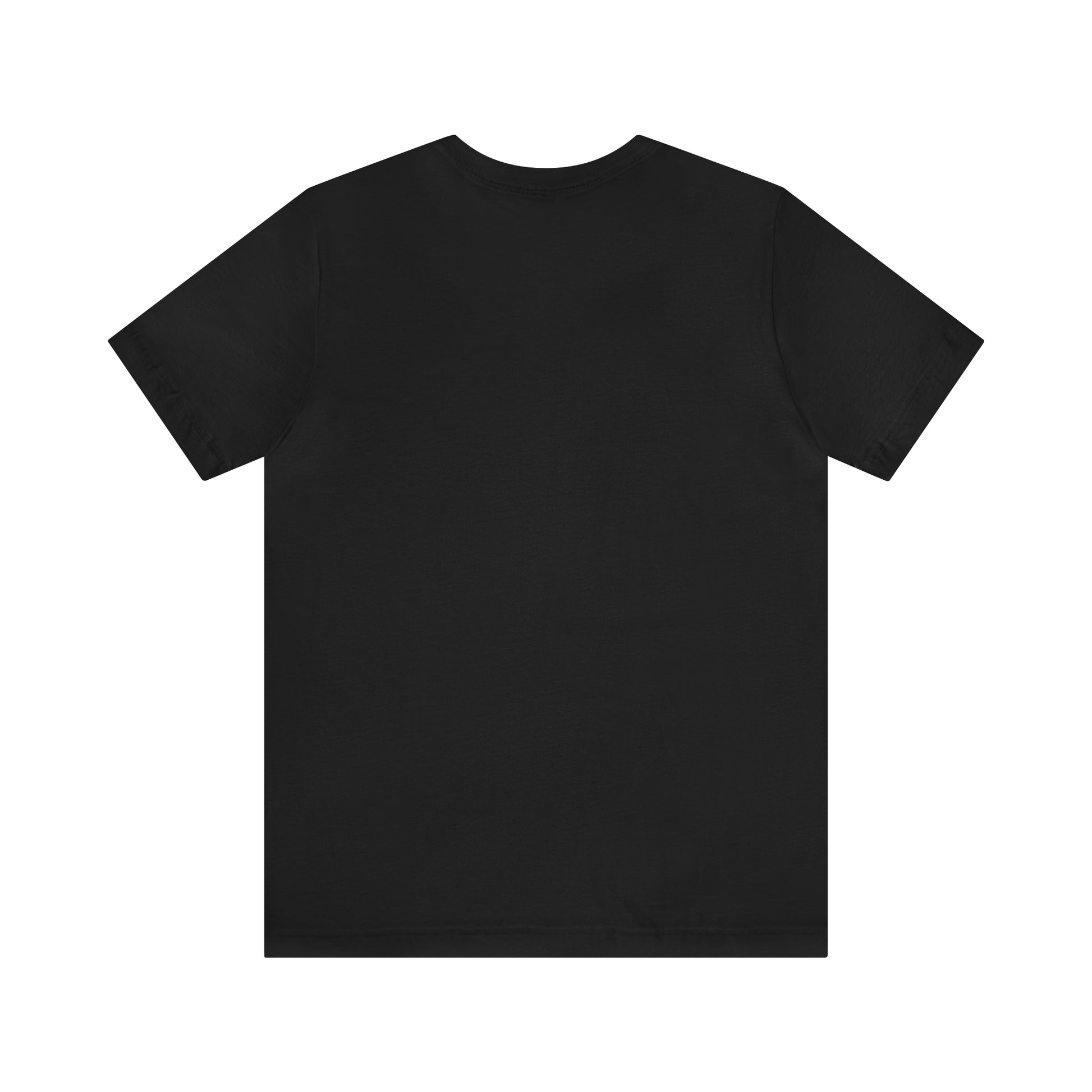 back side of a black T-shirt with no print