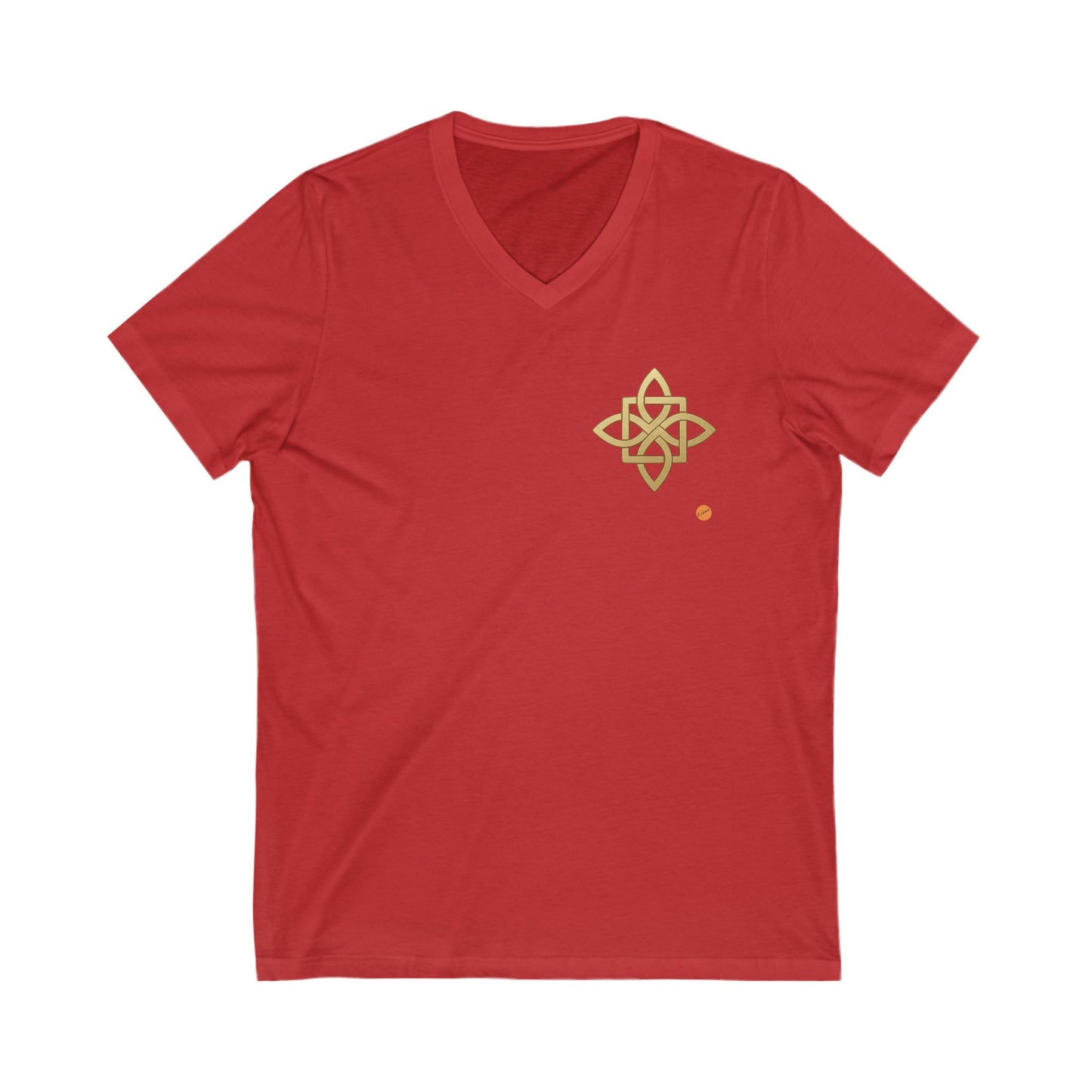 red T-shirt with sacred geometry celtic cross print