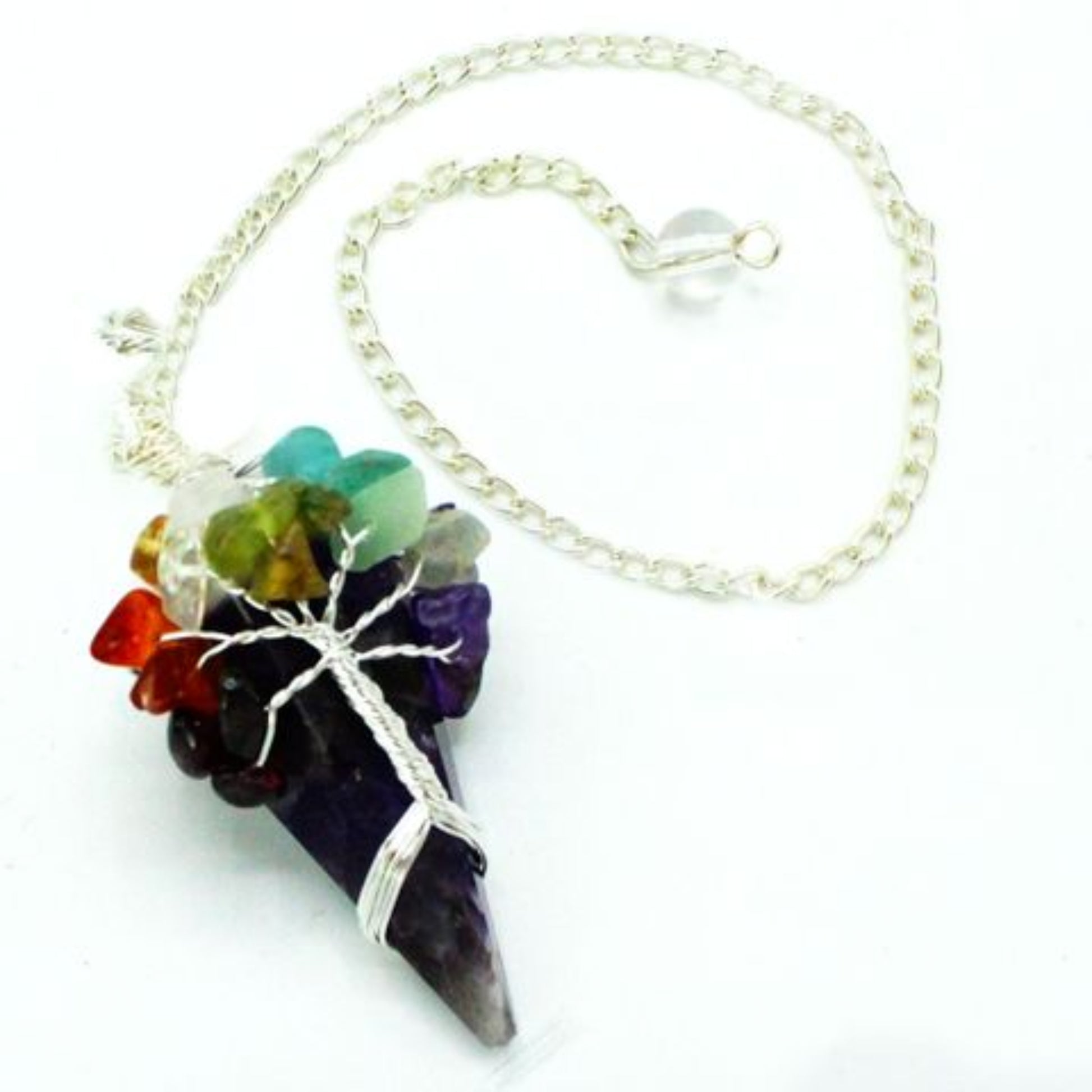 Seven chakra methyst pendulum