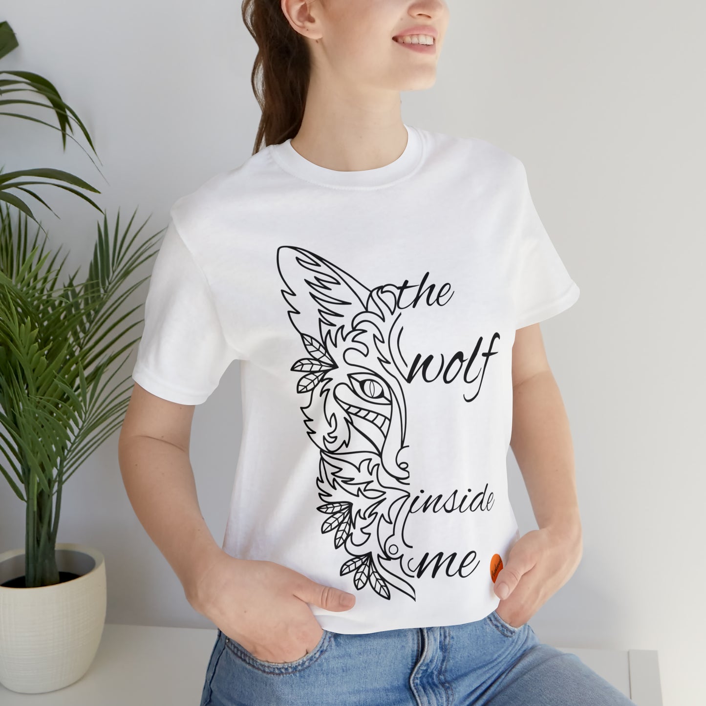 The wolf inside me print, on a white T-shirt