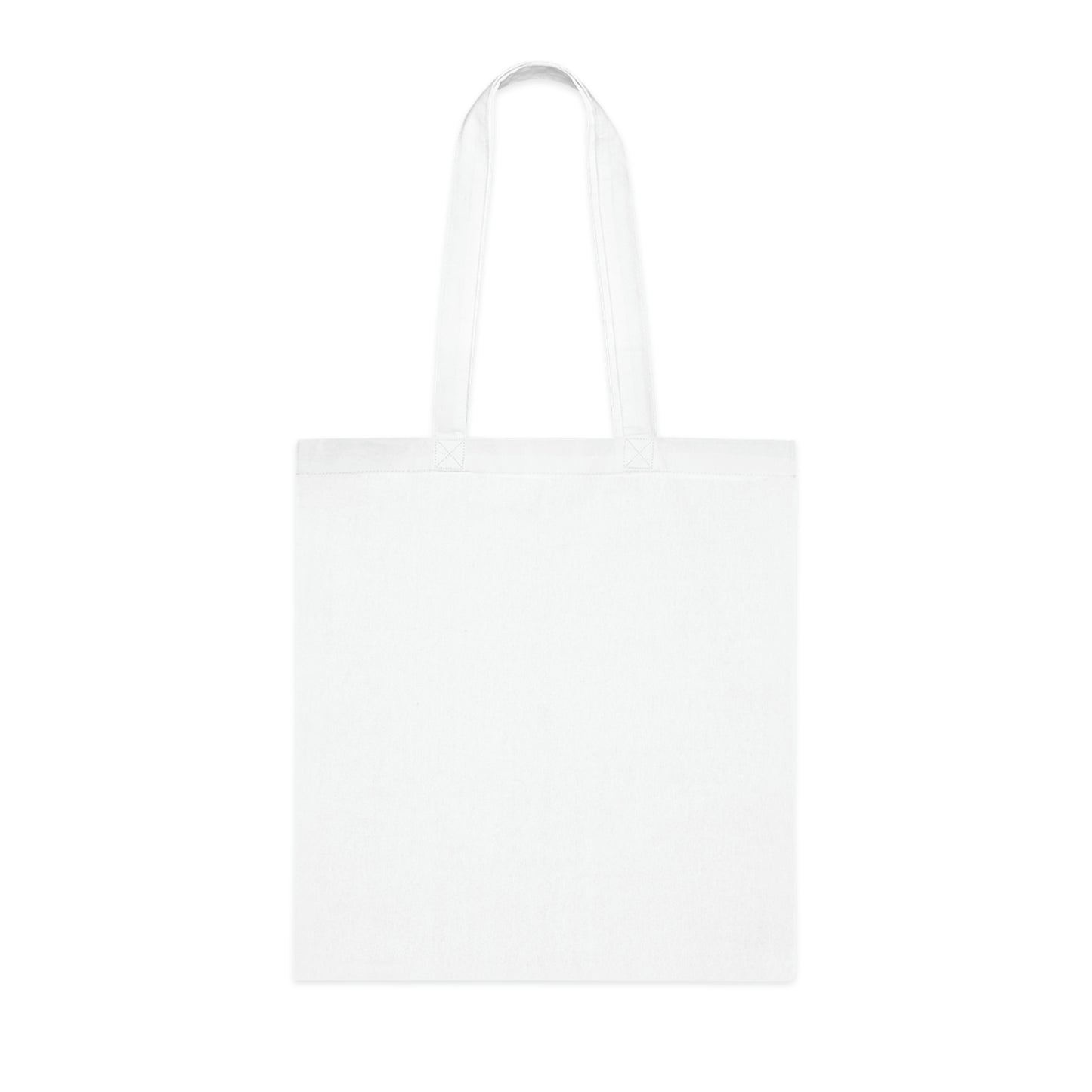 back side of white tote bag