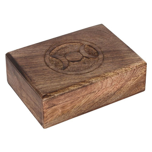 wooden witch box with triple moon